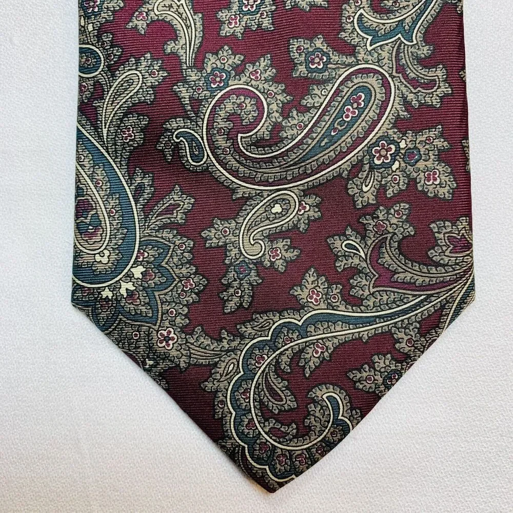 Rooster Silk‎ Paisley Necktie Tie Preppy Office Professional Made USA READ